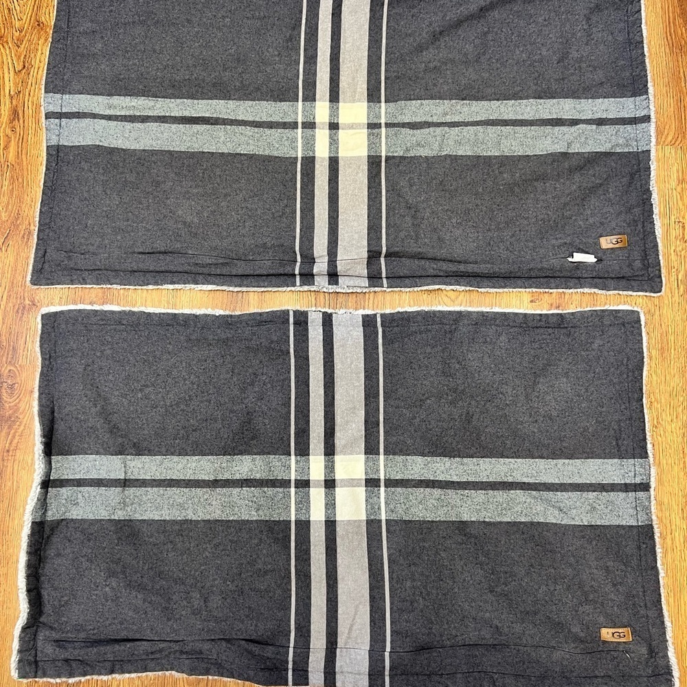 UGG Gray and Cream Cozy Pillow Case Set. King Size.